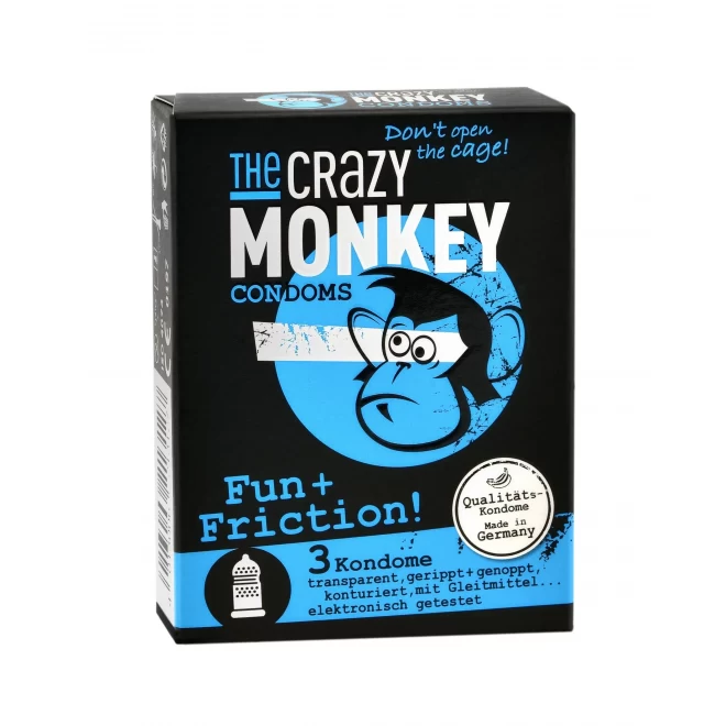 Prezerwatywy stymulujące The Crazy Monkey Fun + Friction 3 szt.